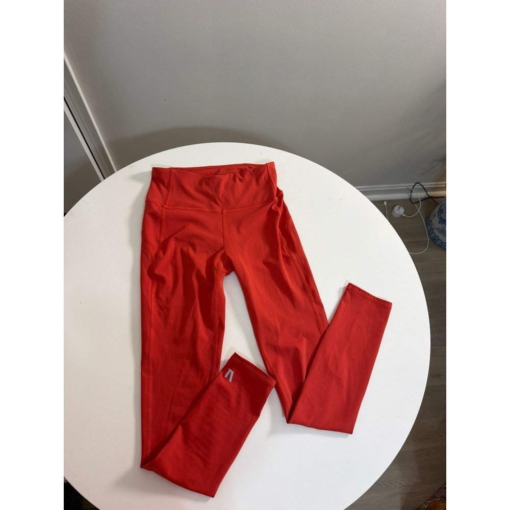Vuori Elevation Leggings Women XS Red Y2K Style High Rise Zip Pocket Activewear
